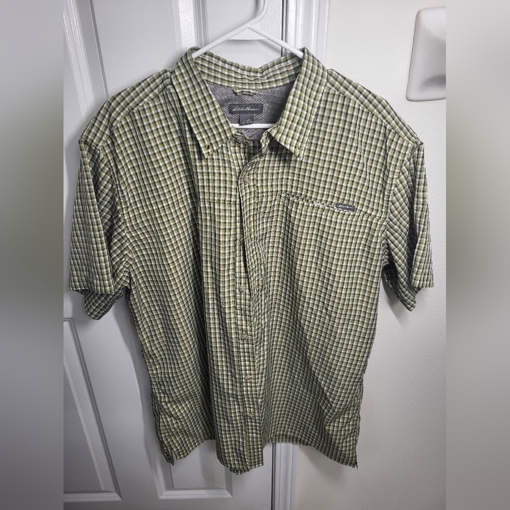 Eddie Bauer Men's Button Up Hiking Shirt Polo Shirt With Pocket Breathable